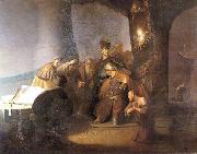 Rembrandt van rijn Judas returning the thirty silver pieces. France oil painting artist